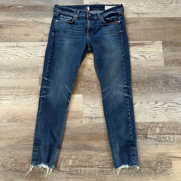 Rag & Bone Skinny Jeans Size 28 Cropped Raw Hem Mid Rise - Picture 1 of 10